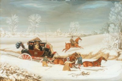 El coche de correos en una ventisca de nieve de James Pollard